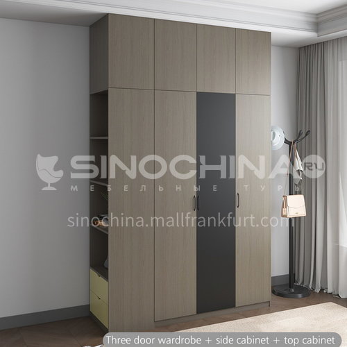 XDD-3303- Nordic modern style, solid wood paint-free board, metal handle, silent door hinge, Nordic modern wardrobe